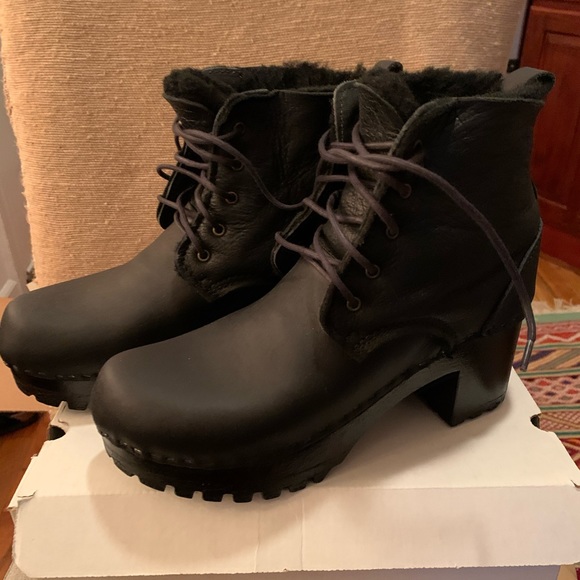 No. 6 Shoes - No. 6 Clog Boots - Lace up Shearling